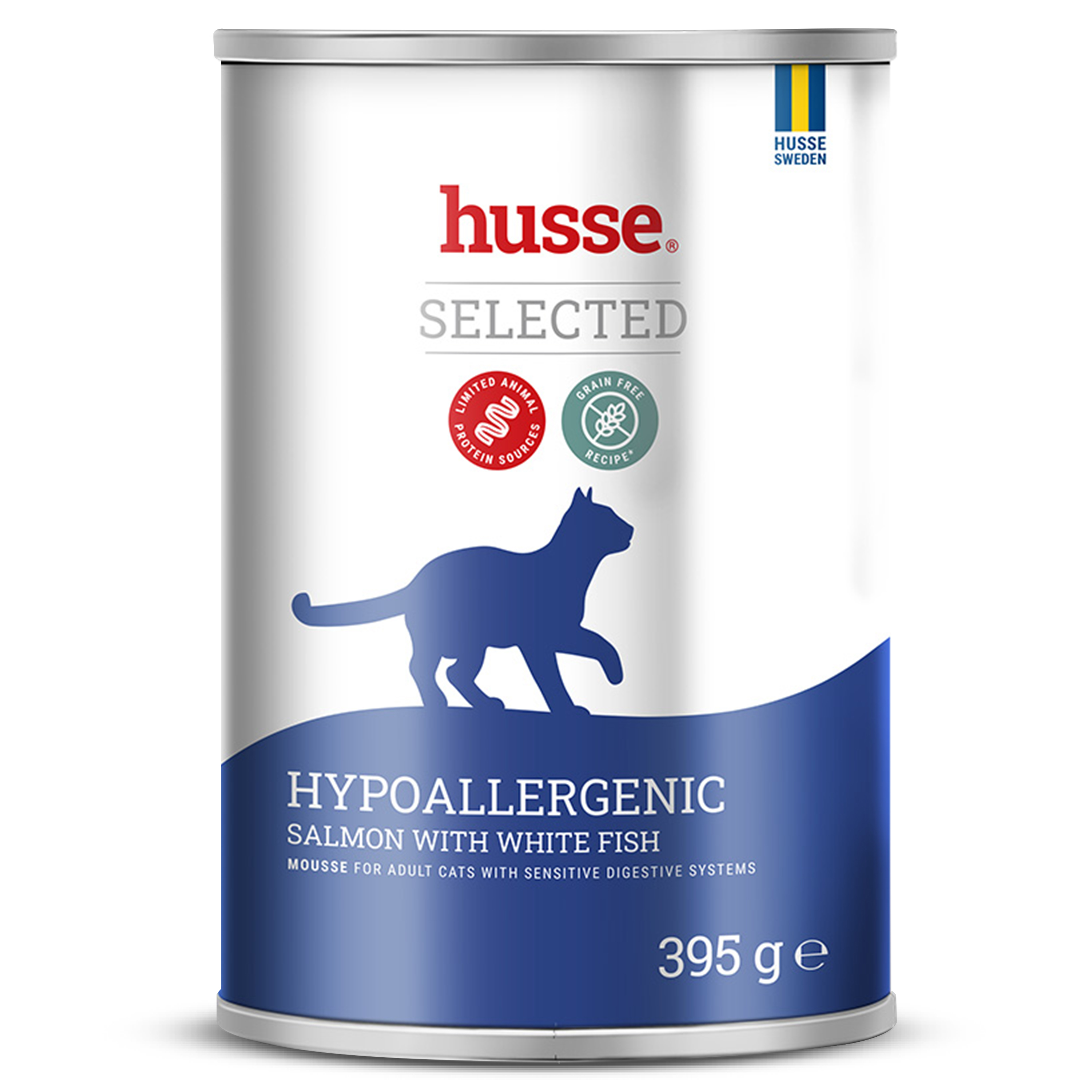 Hypoallergenic, losos s bílou rybou |  Neodolatelná paštika pro kočky, 395g